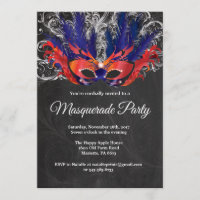 Masquerade Party Magical Night Red Silver Blue