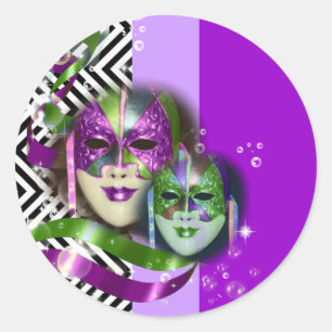 Masquerade party mardi gras mask classic round sticker
