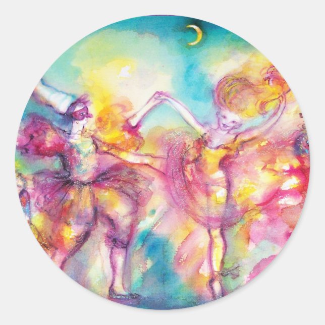 MASQUERADE PARTY,Mardi Gras Masks,Dance,Music Classic Round Sticker (Front)