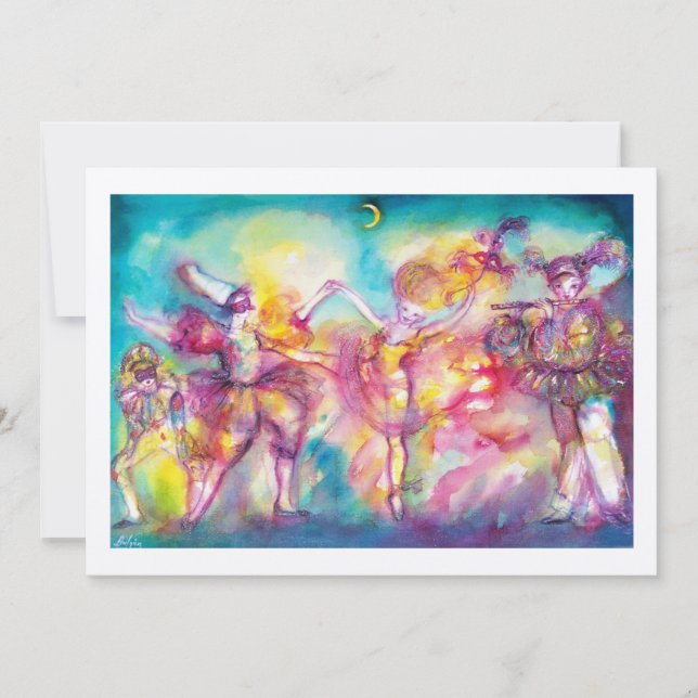 MASQUERADE PARTY,Mardi Gras Masks,Dance,Music Invitation (Front)