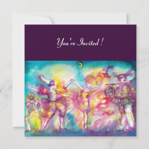 MASQUERADE PARTY,Mardi Gras Masks,Dance,Music Invitation