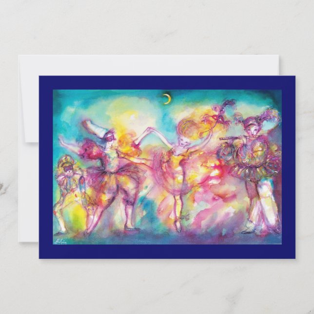 MASQUERADE PARTY,Mardi Gras Masks,Dance,Music Invitation (Front)