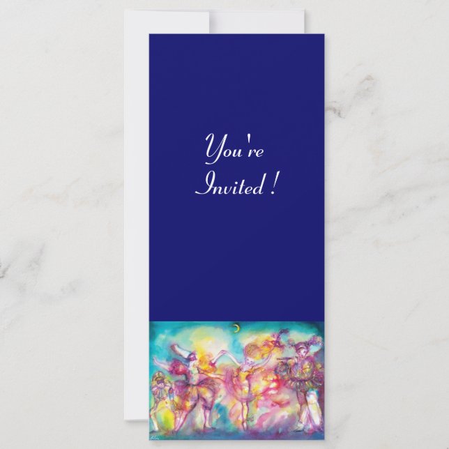 MASQUERADE PARTY,Mardi Gras Masks,Dance,Music Invitation (Front)