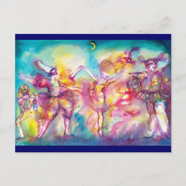 MASQUERADE PARTY,Mardi Gras Masks,Dance,Music Postcard (Front)