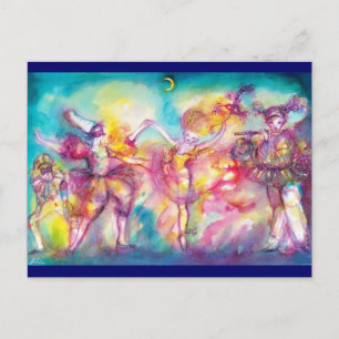 MASQUERADE PARTY,Mardi Gras Masks,Dance,Music Postcard