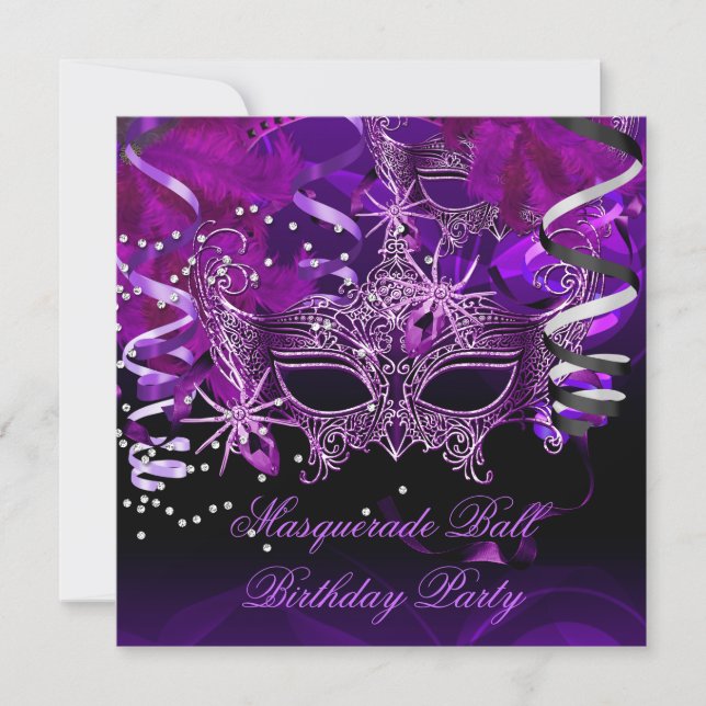 Masquerade Party Mask Spider Purple Gothic Invitation (Front)
