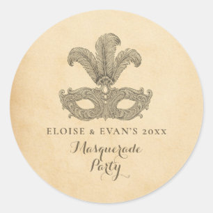 Masquerade Party Masked Ball Halloween Classic Round Sticker
