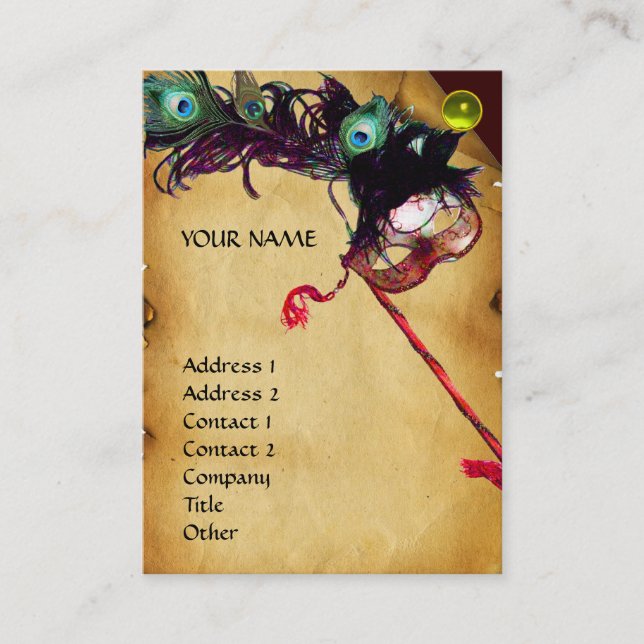 MASQUERADE PARTY parchment damask gem eggshell Business Card (Front)