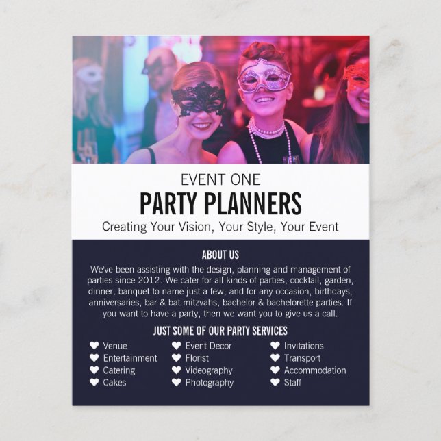 Masquerade Party, Party Event Planner Advertising Flyer (Front)