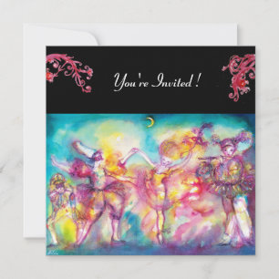 MASQUERADE PARTY ,red flourishes Invitation