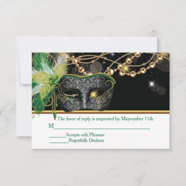 Masquerade Party RSVP Insert Cards (Front)