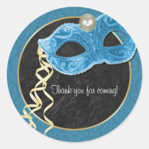 Masquerade Party Thank You Sticker - teal