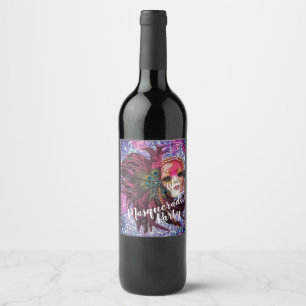 Masquerade Party Wine Bottle Labels - Mardi Gras