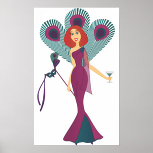 Masquerade Peacock Poster
