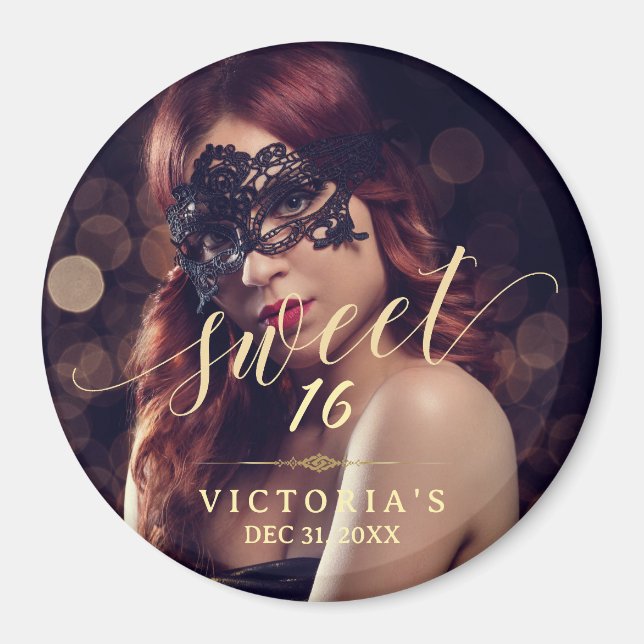 Masquerade Photo Sweet 16 Birthday Magnet (Front)