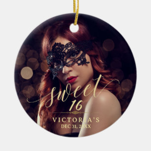 Masquerade Photo Sweet 16 Ceramic Ornament