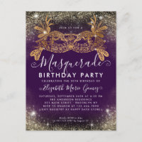Masquerade Purple Gold Glitter Dust Birthday Party