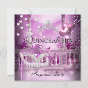 Masquerade Quinceanera 15 Pink Party Invitation