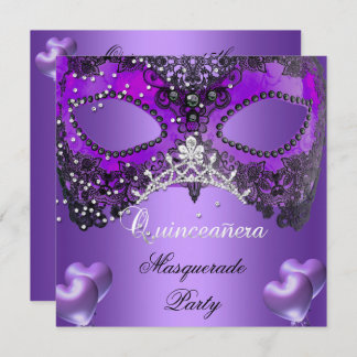 Masquerade Quinceanera 15 Purple Birthday Invitation