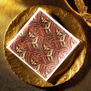 Masquerade Quinceanera Beads Masks Red ID1031 Napkin