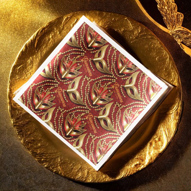 Masquerade Quinceanera Beads Masks Red ID1031 Napkin (Creator Uploaded)