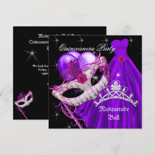 Masquerade Quinceanera Birthday Purple Invitation