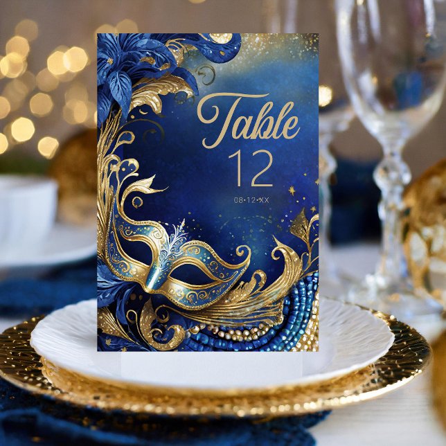 Masquerade Quinceanera Blue Gold ID1031 Table Number (Creator Uploaded)