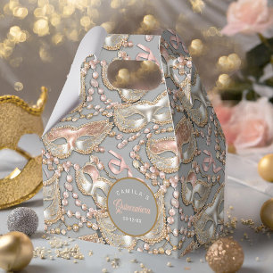 Masquerade Quinceanera Pattern Rose Gold ID1031 Favour Box