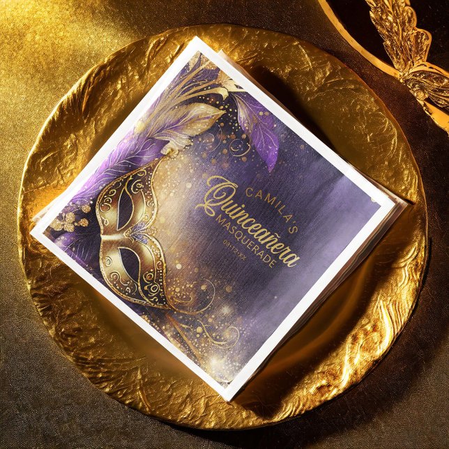 Masquerade Quinceanera Purple Gold ID1031 Napkin (Creator Uploaded)