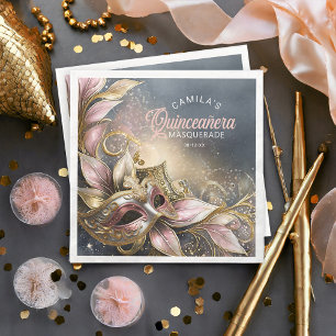 Masquerade Quinceanera Rose Gold ID1031 Napkin