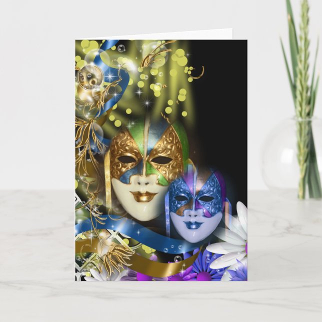Masquerade quinceanera Venetian masks Card (Front)