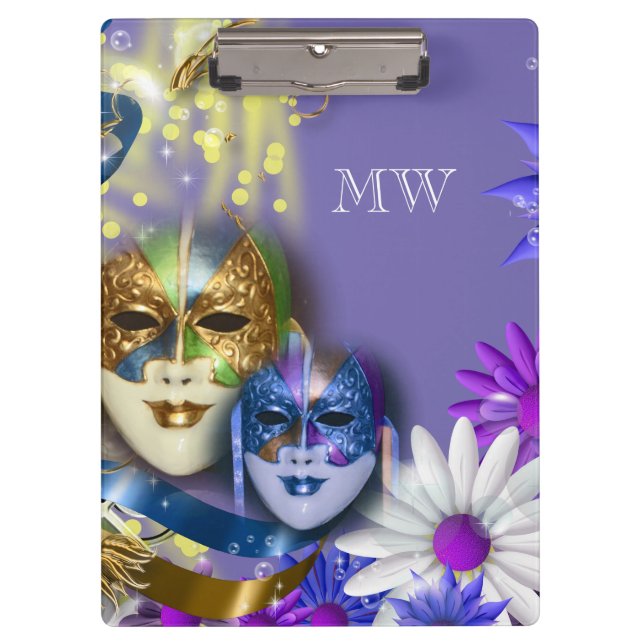 Masquerade quinceanera Venetian masks Clipboard (Front)