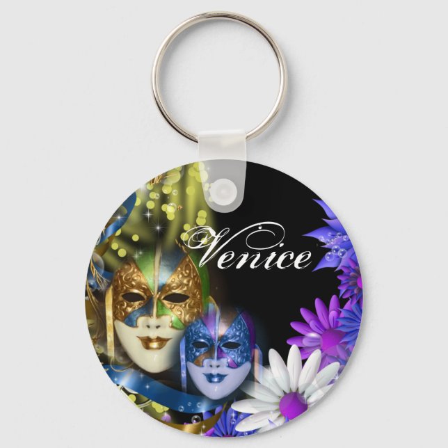 Masquerade quinceanera Venetian masks Key Ring (Front)