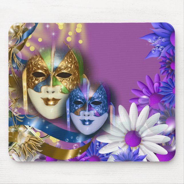 Masquerade quinceanera Venetian masks Mouse Pad (Front)