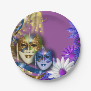 Masquerade quinceanera Venetian masks PERSONALIZE Paper Plate