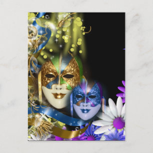 Masquerade quinceanera Venetian masks Postcard