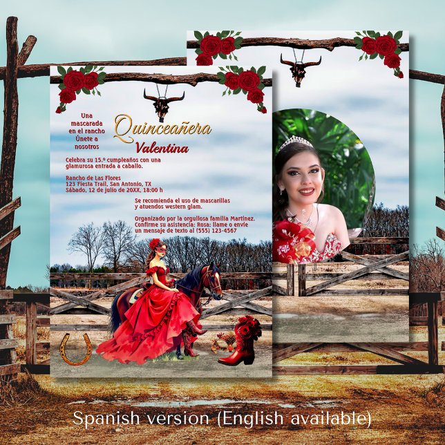 Masquerade Ranch Quinceañera Custom Photo & Name Invitation (Masquerade Ranch Quinceañera Custom Photo & Name Invitation)