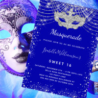 Masquerade royal blue silver Sweet 16 party