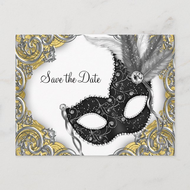 Masquerade Save The Date Announcement Postcard (Front)