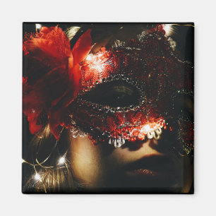Masquerade Series, Feathered Mask Magnet