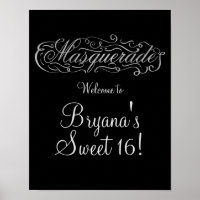 MASQUERADE Silver & Any Colour Party Welcome Sign
