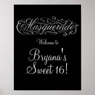 MASQUERADE Silver & Any Colour Party Welcome Sign
