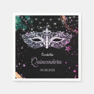 Masquerade,Stars Chic Masque Quinceañera Napkin