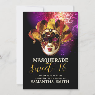 Masquerade Sweet 16 Party  Invitation