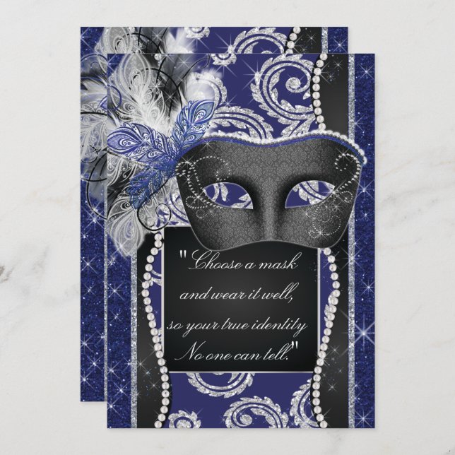 Masquerade Sweet 16 Party, Mis Quince Anos Invitation (Front/Back)