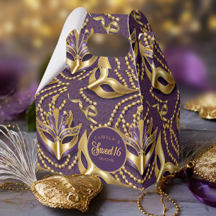 Masquerade Sweet 16 Pattern Purple Gold ID1032 Favour Box