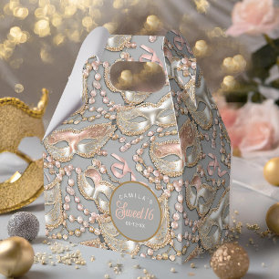 Masquerade Sweet 16 Pattern Rose Gold ID1032 Favour Box