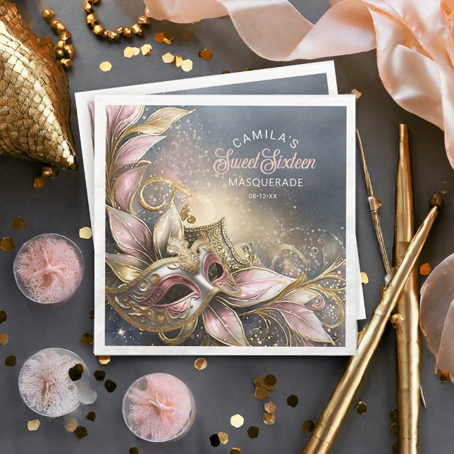 Masquerade Sweet 16 Rose Gold ID1032 Napkin (Creator Uploaded)