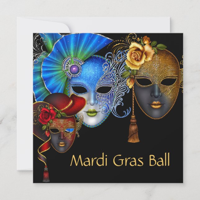 Masquerade, Sweet Sixteen, Bat Mitzvah Invitation (Front)