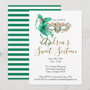 Masquerade Sweet Sixteen Birthday Party Invitation